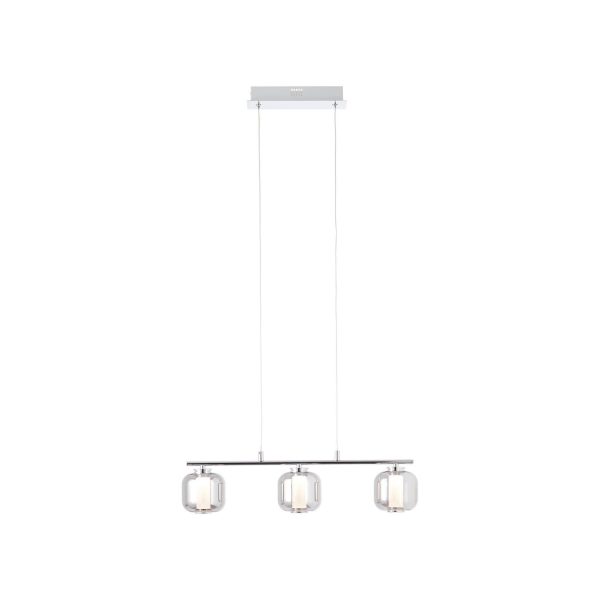 BRILLIANT Rafa LED Pendelleuchte 3flg Balken chrom/rauchglas Innenleuchten