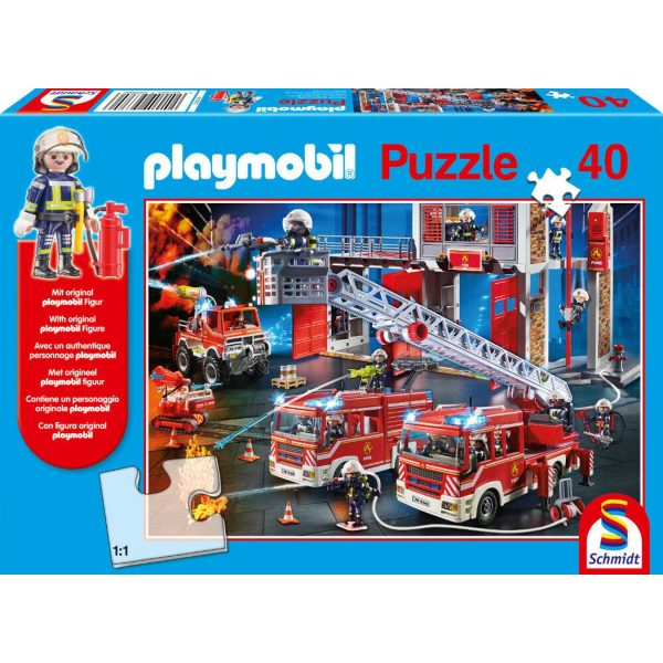 Schmidt Spiele Puzzle Feuwehr + Figur Playmobil 40 Teile