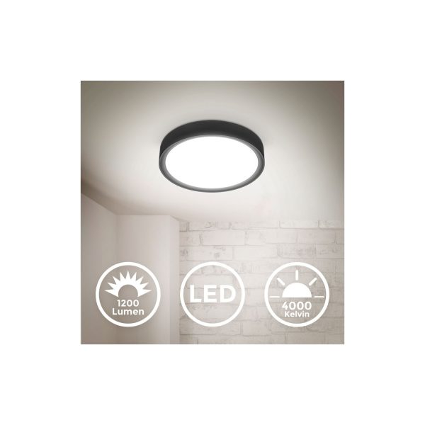 LED Deckenlampe 12W schwarz matt 4.000K 25cm