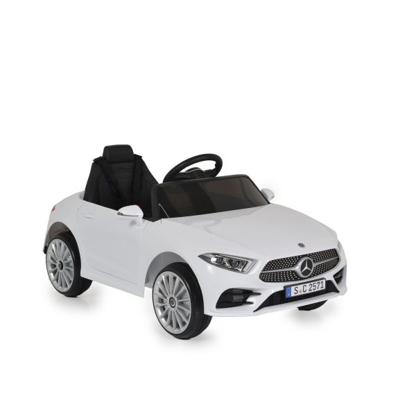 Moni Kinder Elektroauto Mercedes Benz CLS 350 Kunststoffräder Musik Scheinwerfer weiß