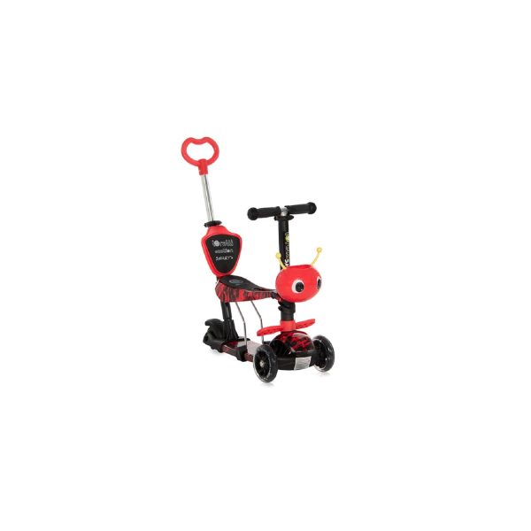 Lorelli Scooter Smart Plus 5 in 1 verstellbar PU Räder leuchten ABEC-7 Lager rot-schwarz