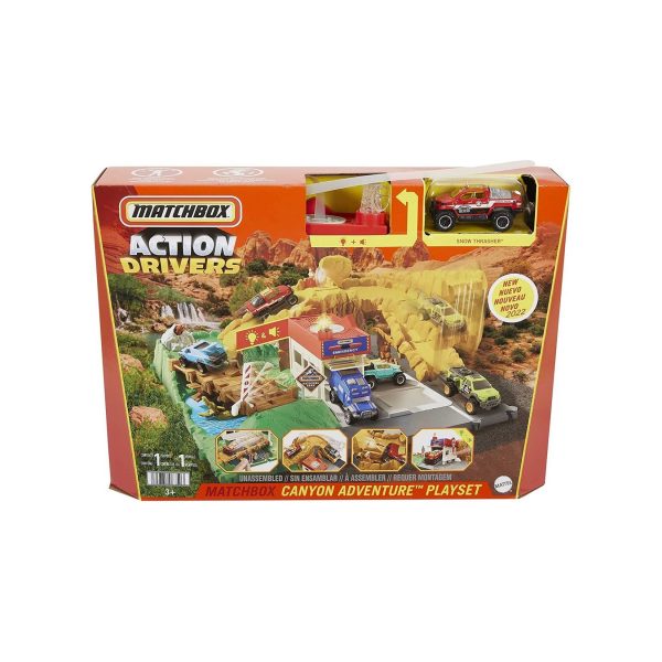 Mattel HHH32 - Matchbox - Action Drivers - Canyon Abenteuer Spielset mit Licht