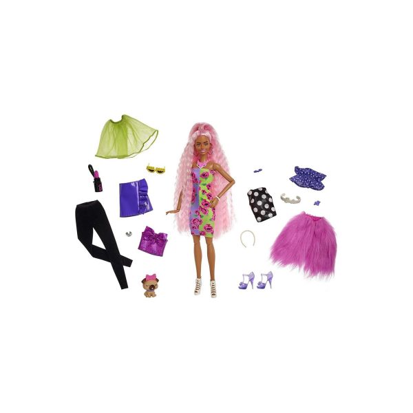 Mattel HGR60 - Barbie - Extra - Deluxe Puppe mit Styling-Zubehör und Tier