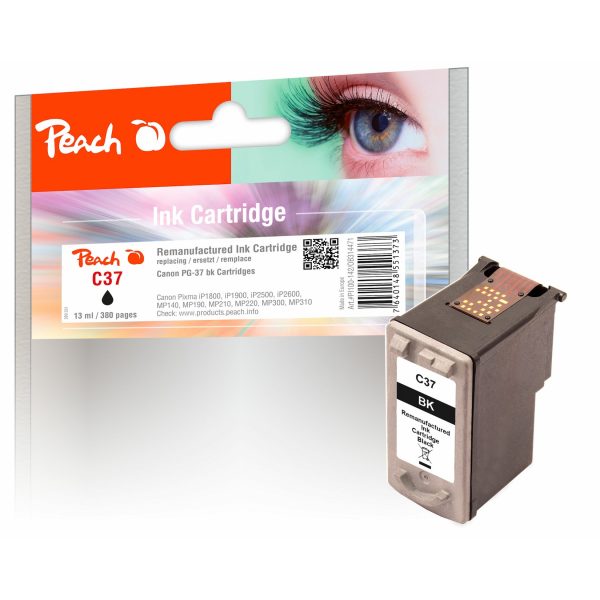 Peach C37BK Druckkopf bk ersetzt Canon PG-37BK