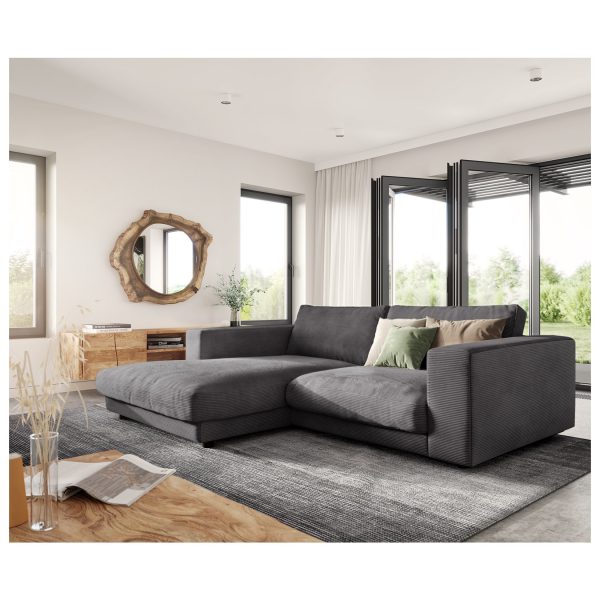 Eckcouch Cubico Cord Anthrazit 250 x190 Recamiere links Ecksofa