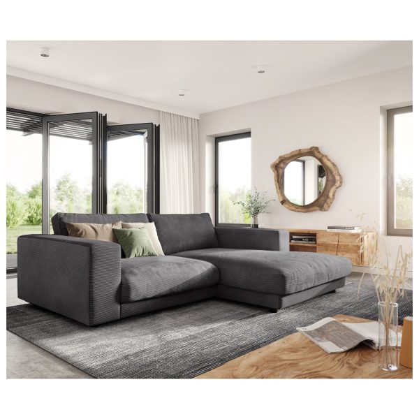 Eckcouch Cubico Cord Anthrazit 250 x190 Recamiere rechts Ecksofa