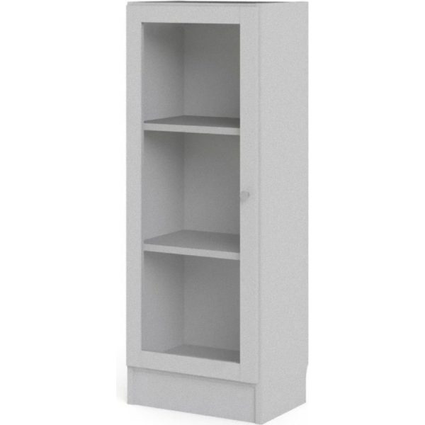 Base Regal 4 Ablagen Glastür weiss Holz Standregal Vitrine Bücherregal Wandregal