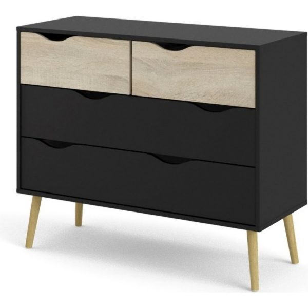 Kommode Napoli Sideboard Schubladenschrank Highboard Eiche Struktur Dekor matt