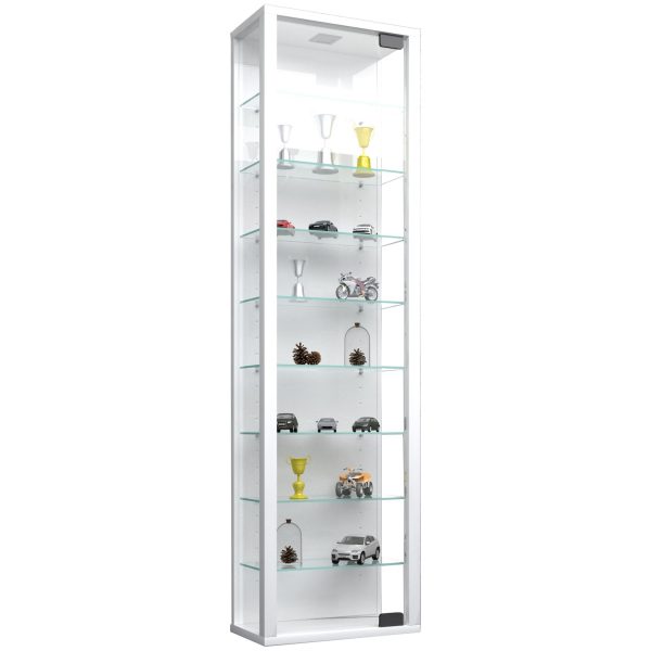 Vitrinenschrank Glas Wandschrank LED Vitrine Sammlervitrine Hängeschrank weiß