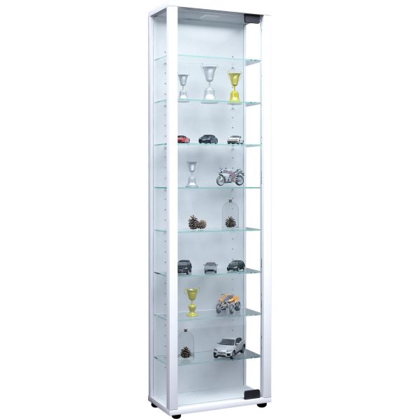 Vitrinenschrank Glas Sammler Vitrine LED Standvitrine Wohnzimmer Schrank weiß