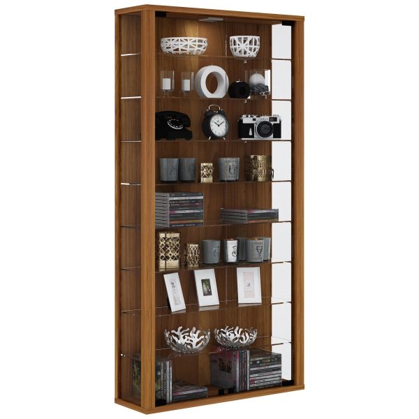 Vitrinenschrank Glas Wandschrank Vitrine Hängeschrank Schrank Nussbaum Dekor