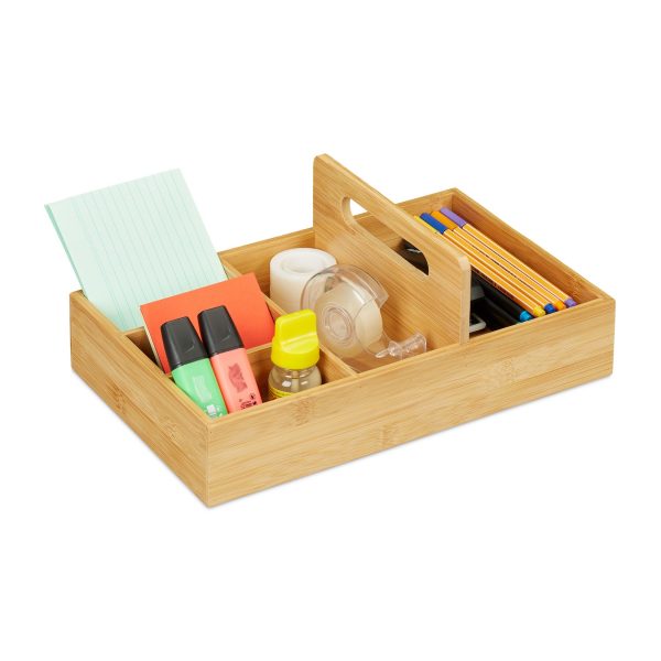 relaxdays Schreibtisch Organizer Bambus 5 Fächer