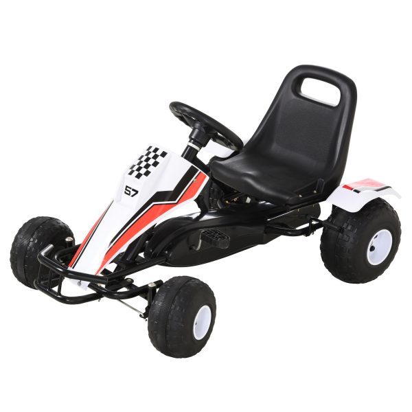 HOMCOM Kinder Go-Kart mit Handbremse weiß 104 x 66 x 57 cm (LxBxH)   Tretauto Tretfahrzeug Kinderfahrzeug Spielzeug