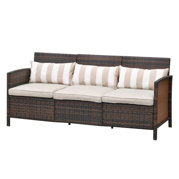 Outsunny Rattan Loungesofa als 3-Sitzer 173 x 68 x 78 cm (BxTxH)   Rattan Sofa Gartenbank Gartensofa Terassenmöbel