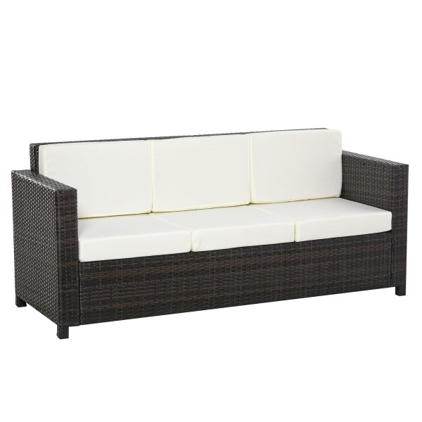 Outsunny 3 - Sitzer Rattansofa mit Kissen 185 x 70 x 80 cm (LxBxH?   Gartencouch Gartenmöbel Loungesofa Rattan Terasse