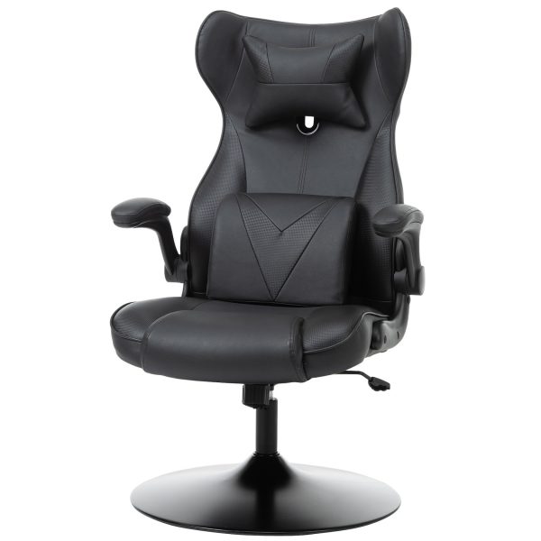 HOMCOM Gamingstuhl Racing-Design schwarz 67 x 75 x 106-112 cm (BxTxH)   Ergonomischer Gamingstuhl Computerstuhl Gepolstert