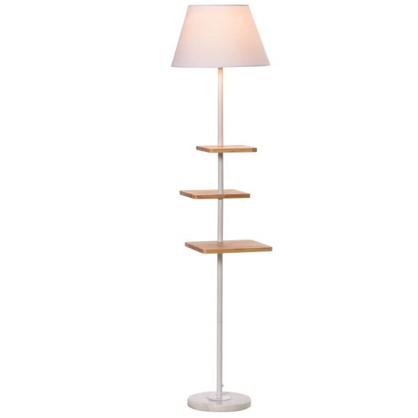 HOMCOM Stehlampe mit 3 drehbaren Etagen weiß 38L x 38B x 155H cm   Stehlampe Stehleuchte Marmor Lampe Standleuchte Wohnzimmerlampe