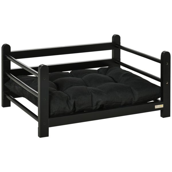 PawHut Hundebett mit Kissen schwarz 65L x 51B x 32H cm   haustiersofa mit waschbarem kissen haustierbett hundeschlafplatz