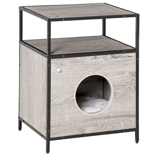 PawHut Katzenschrank mit Ablagefach grau 48L x 40B x 65