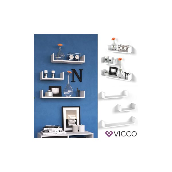 VICCO 3er Set Wandregal Hängeregal Bücherregal Wandboard Trend Regal Weiß