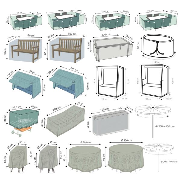 WEHNCKE Gartenmöbel Schutzhülle Hülle Abdeckung Sitzgruppe Abdeckplane Öse 420 D Variante: Für Garten Hollywood Schaukeln 155 x 150 cm