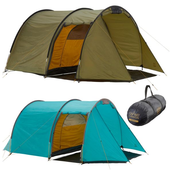 GRAND CANYON Tunelzelt Robson 4 Personen Zelt Familien Camping Leicht Vorraum Farbe: Capulet Olive