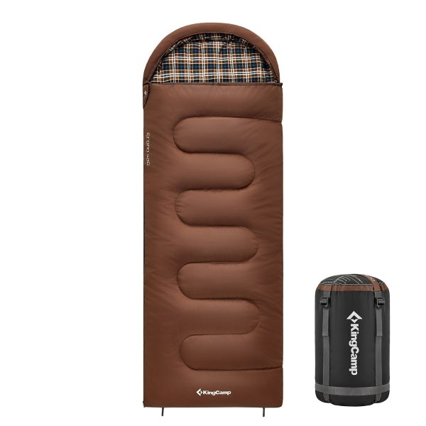 KINGCAMP Deckenschlafsack Cloud 400 Winter Schlafsack Baumwolle XL Breit -15°C Farbe: cappuccino