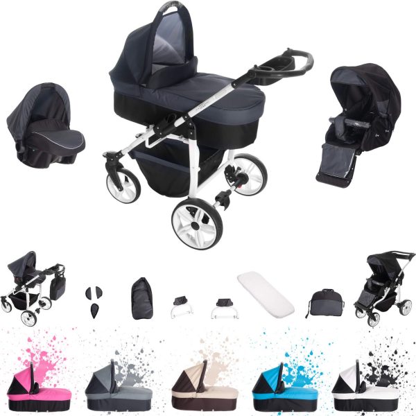 Bebebi Zürich   3 in 1 Kombi Kinderwagen Set   Luftreifen   Farbe: Rigi