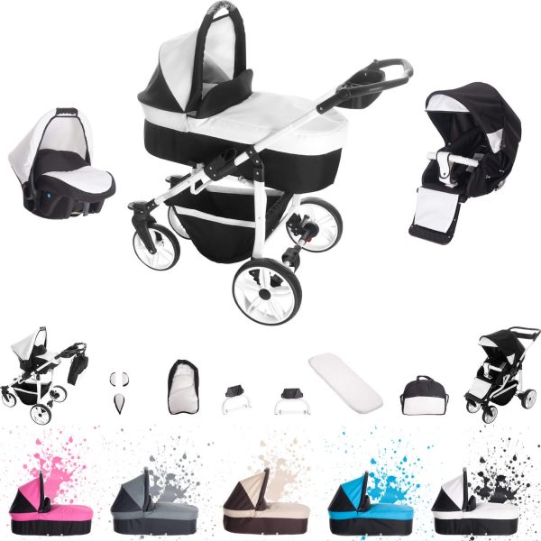 Bebebi Zürich   3 in 1 Kombi Kinderwagen Set   Hartgummireifen   Farbe: Matterhorn