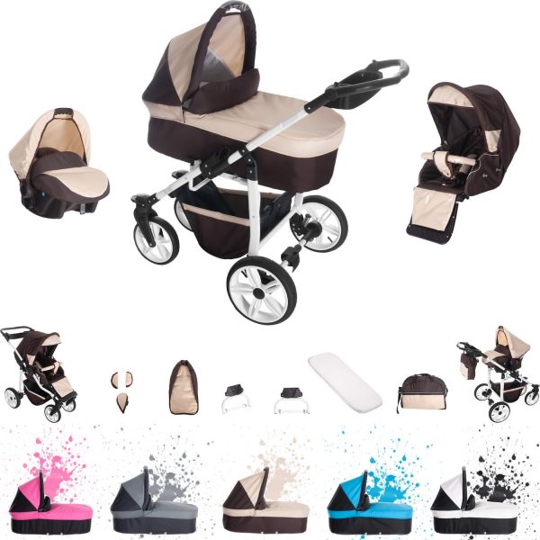 Bebebi Zürich   3 in 1 Kombi Kinderwagen Set   Hartgummireifen   Farbe: Charmey