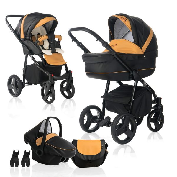 Bebebi Fizzy   3 in 1 Kombi Kinderwagen Set   Hartgummireifen   Farbe: Mango