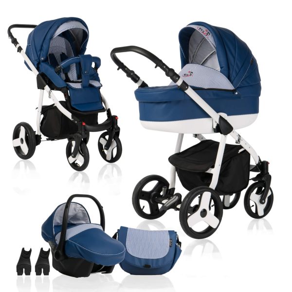 Bebebi Fizzy   3 in 1 Kombi Kinderwagen Set   Hartgummireifen   Farbe: Marine