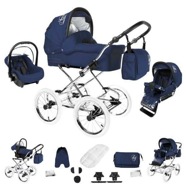 Bebebi Loving   3 in 1 Kombi Kinderwagen Set   Nostalgie Kinderwagen   Farbe: Blue Tender Peak