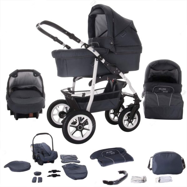 Bebebi Bellami   3 in 1 Kombi Kinderwagen Set   Hartgummireifen   Farbe: Bellagrey