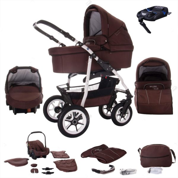 Bebebi Bellami   4 in 1 Kinderwagen Komplettset   ISOFIX Basis   Luftreifen   Farbe: Bellachoco