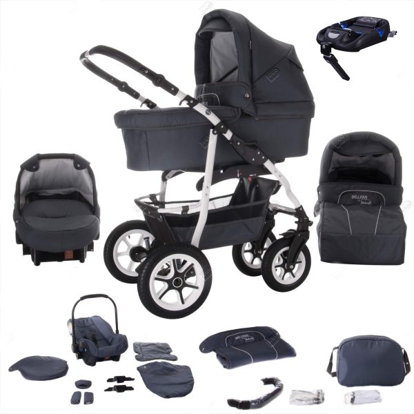 Bebebi Bellami   4 in 1 Kinderwagen Komplettset   ISOFIX Basis   Luftreifen   Farbe: Bellagrey