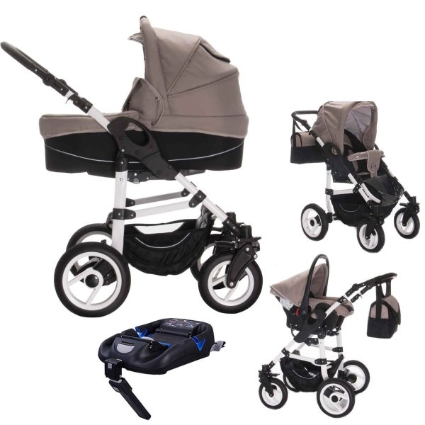 Bebebi Paris   4 in 1 Kinderwagen Komplettset   ISOFIX Basis   Hartgummireifen   Farbe: Seine