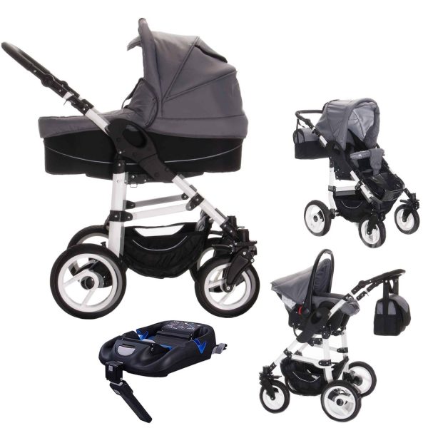 Bebebi Paris   4 in 1 Kinderwagen Komplettset   ISOFIX Basis   Hartgummireifen   Farbe: Montmartre