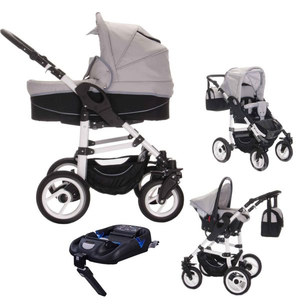 Bebebi Paris   4 in 1 Kinderwagen Komplettset   ISOFIX Basis   Hartgummireifen   Farbe: Concord