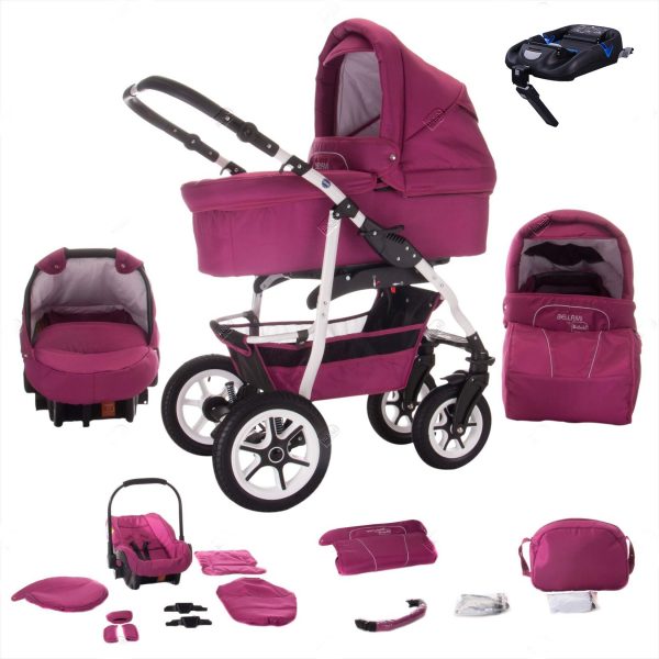 Bebebi Bellami   4 in 1 Kinderwagen Komplettset   ISOFIX Basis   Luftreifen   Farbe: Bellamore