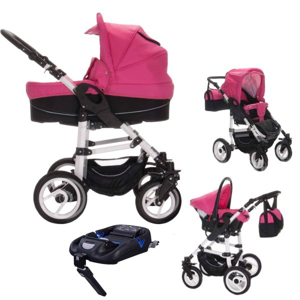 Bebebi Paris   4 in 1 Kinderwagen Komplettset   ISOFIX Basis   Luftreifen   Farbe: Élysée