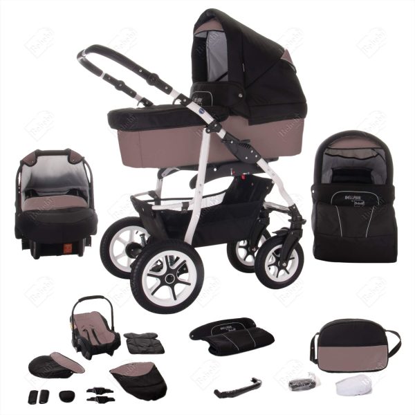 Bebebi Bellami   3 in 1 Kombi Kinderwagen Set   Hartgummireifen   Farbe: Bellafango