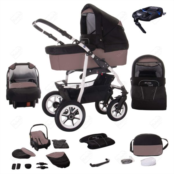 Bebebi Bellami   4 in 1 Kinderwagen Komplettset   ISOFIX Basis   Luftreifen   Farbe: Bellafango