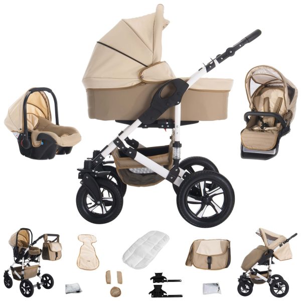 Bebebi Florida   3 in 1 Kombi Kinderwagen Set   Hartgummireifen   Farbe: Flocream