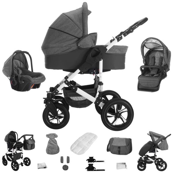 Bebebi Florida   3 in 1 Kombi Kinderwagen Set   Luftreifen   Farbe: Flojeans